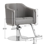 Gabbiano Burgos Hair Salon Styling Chair Grey - side view on a white background
