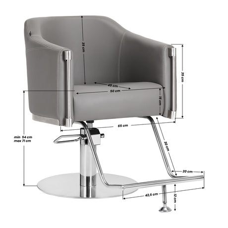 Gabbiano Burgos Hair Salon Styling Chair Grey - side view on a white background