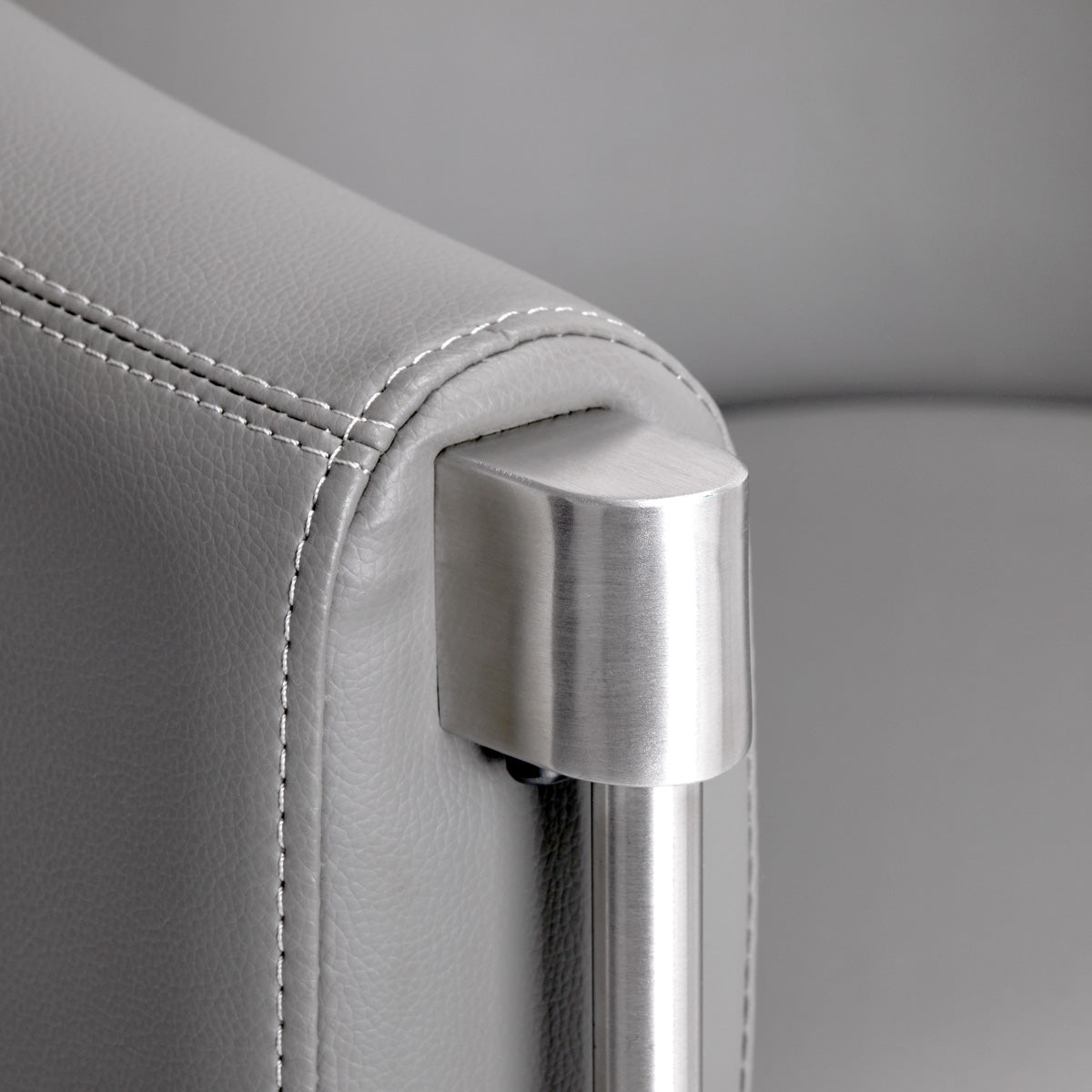 Gabbiano Burgos Hair Salon Styling Chair Grey - close-up of the upholstery and construction details