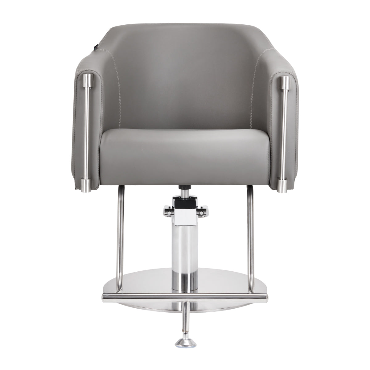 Gabbiano Burgos Hair Salon Styling Chair Grey - close-up of the upholstery, frame and footrest details