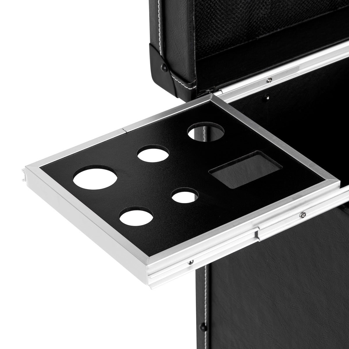 Gabbiano C12 Hairdressing Trolley Black - displayed in a professional treatment-room setting