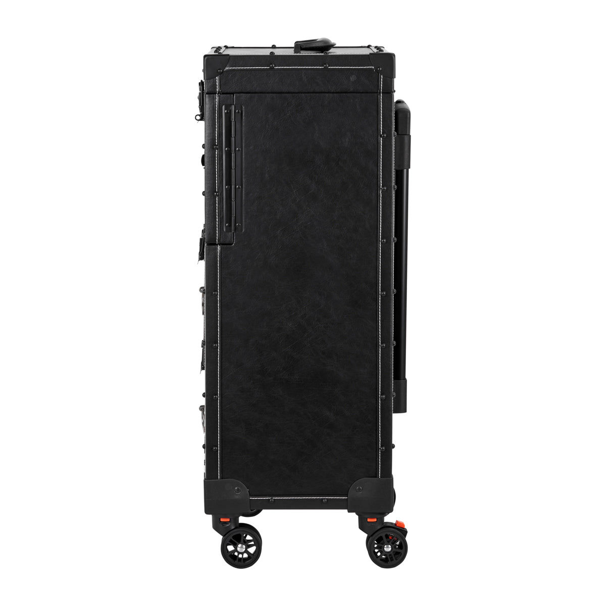 Gabbiano C12 Hairdressing Trolley Black - front view showing the storage and construction details