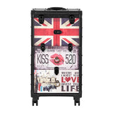 Gabbiano C12 Hairdressing Trolley Black - front view showing the storage and construction details