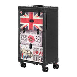 Gabbiano C12 Hairdressing Trolley Black - front view showing the storage and construction details