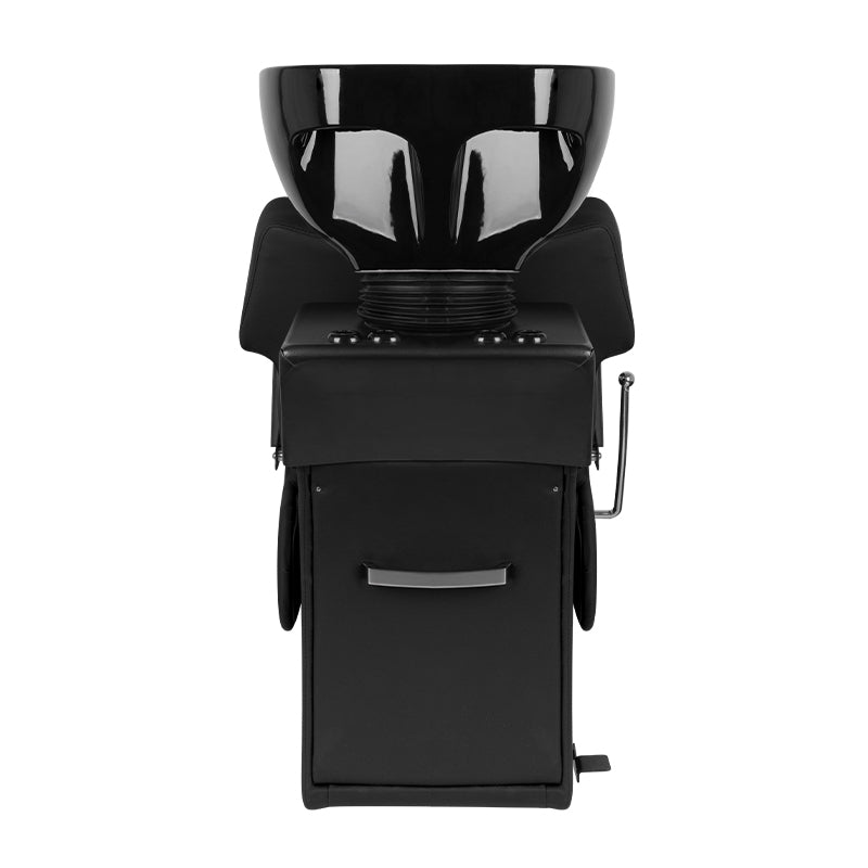 Gabbiano C37 Hairdressing Backwash Unit Black - side view of the complete wash unit