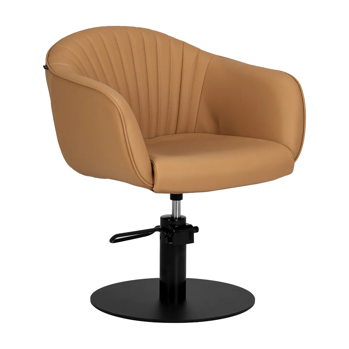 Gabbiano Copenhagen Hair Salon Styling Chair Caramel - angled front view on a white background