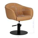 Gabbiano Copenhagen Hair Salon Styling Chair Caramel - close-up of the upholstery, frame and footrest details