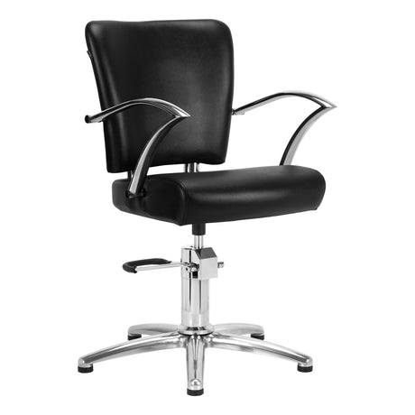 Gabbiano Dallas Hairdressing Chair Black - angled front view on a white background