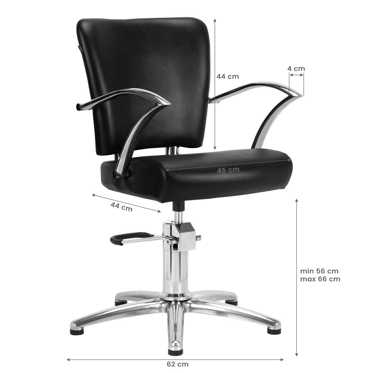 Gabbiano Dallas Hairdressing Chair Black - side view on a white background