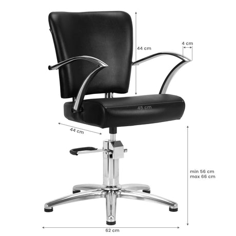 Gabbiano Dallas Hairdressing Chair Black - side view on a white background