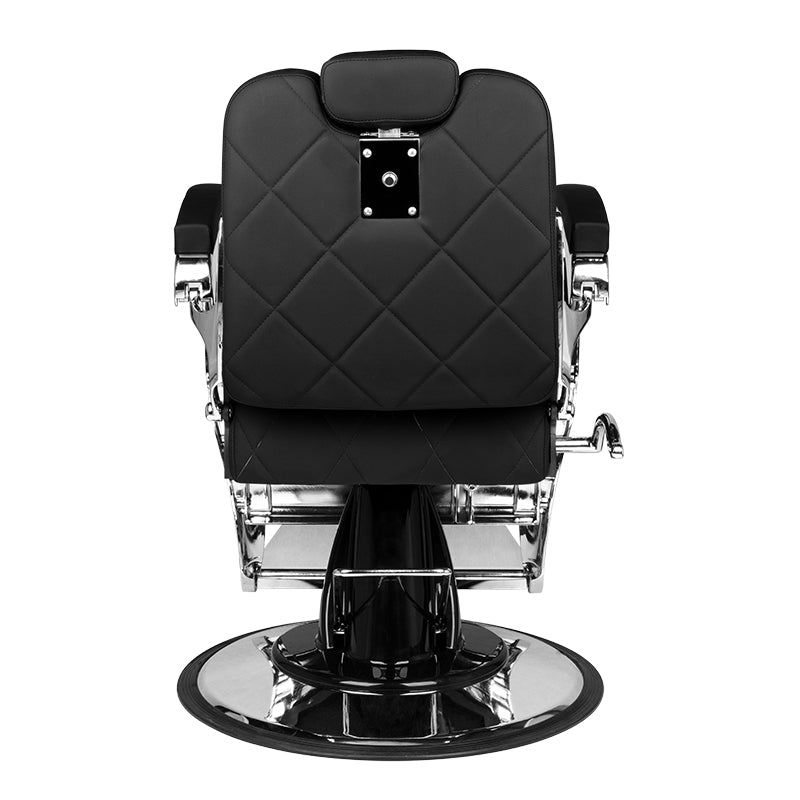 Gabbiano Dario Barber Chair Black - reclined side view with the footrest extended