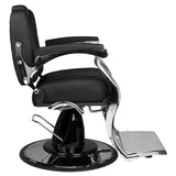 Gabbiano Dario Barber Chair Black - close-up of the upholstery, frame and footrest details