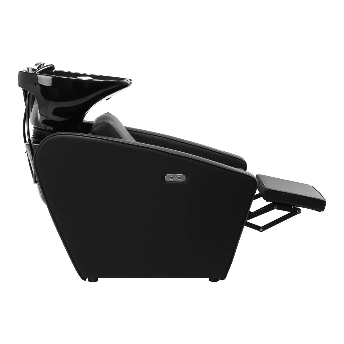 Gabbiano Emma Hairdressing Backwash Unit Black - rear view showing the basin connections