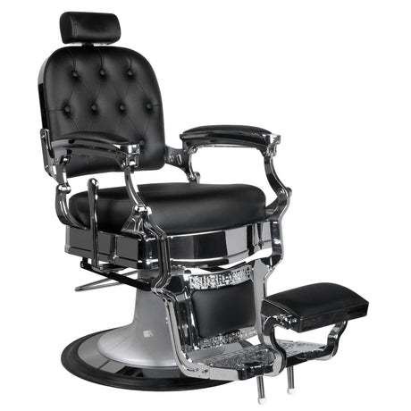 Gabbiano Ernesto Barber Chair Black - angled front view on a white background