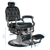 Gabbiano Ernesto Barber Chair Black - side view on a white background
