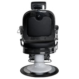 Gabbiano Ernesto Barber Chair Black - rear view on a white background