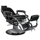 Gabbiano Ernesto Barber Chair Black - close-up of the upholstery, frame and footrest details