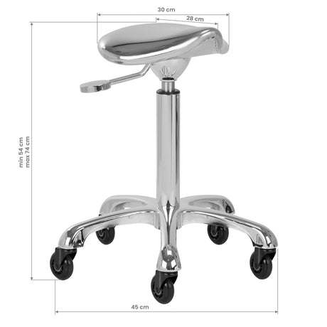 Gabbiano Fine Beauty Stool Silver - full product view on a white background