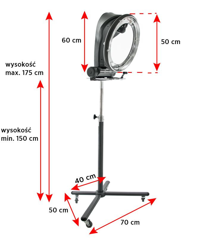 Gabbiano FL-101S Standing Infrared Hair Processor Grey - dimensions and measurements shown