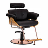 Gabbiano Florence Barber Chair With Adjustable Headrest Black - angled front view on a white background