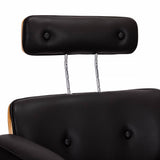 Gabbiano Florence Barber Chair With Adjustable Headrest Black - close-up of the upholstery, frame and footrest details