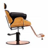 Gabbiano Florence Barber Chair With Adjustable Headrest Black - close-up of the upholstery, frame and footrest details