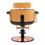 Gabbiano Florence Barber Chair With Adjustable Headrest Black - close-up of the upholstery, frame and footrest details