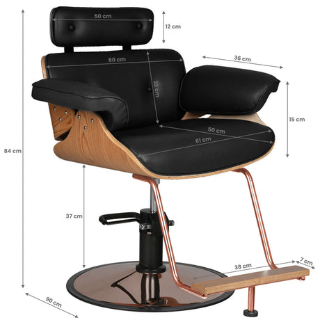 Gabbiano Florence Hair Salon Styling Chair Black - side view on a white background
