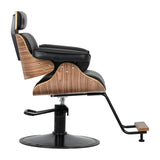 Gabbiano Florencja Hair Salon Styling Chair Black & Walnut With a Black Base - side view on a white background