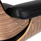 Gabbiano Florencja Hair Salon Styling Chair Black & Walnut With a Black Base - close-up of the upholstery and construction details