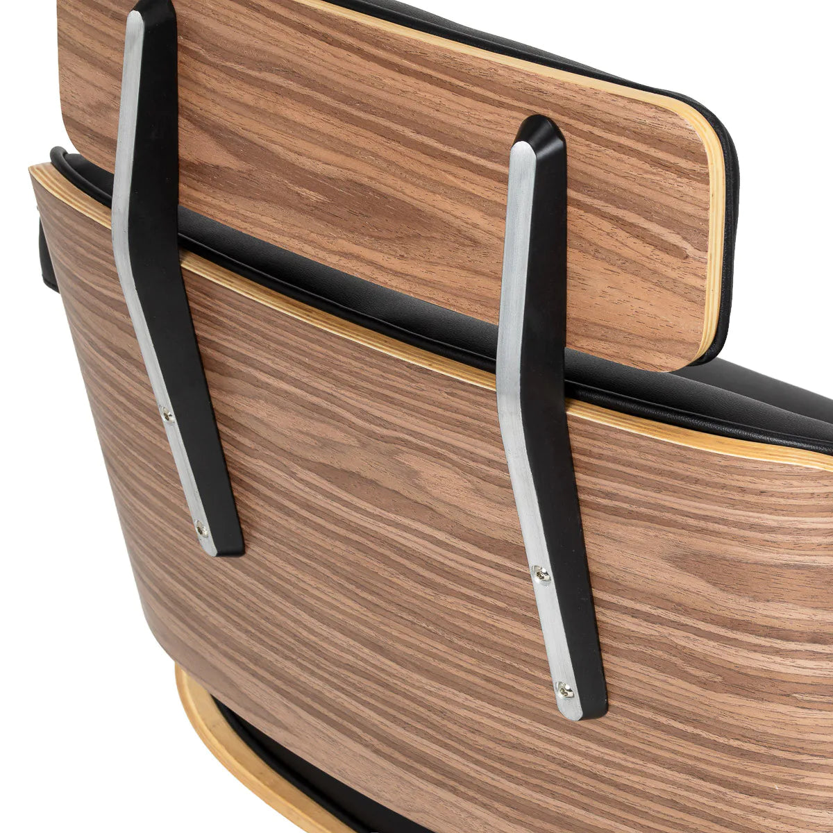 Gabbiano Florencja Hair Salon Styling Chair Black & Walnut With a Black Base - close-up of the upholstery and construction details