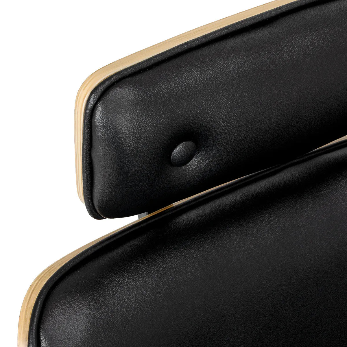Gabbiano Florencja Hair Salon Styling Chair Black & Walnut With a Black Base - close-up of the upholstery, frame and footrest details