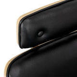 Gabbiano Florencja Hair Salon Styling Chair Black & Walnut With a Black Base - close-up of the upholstery, frame and footrest details