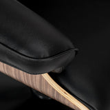 Gabbiano Florencja Hair Salon Styling Chair Black & Walnut With a Black Base - close-up of the upholstery and construction details