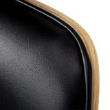Gabbiano Florencja Hair Salon Styling Chair Black & Walnut With a Black Base - close-up of the upholstery, frame and footrest details