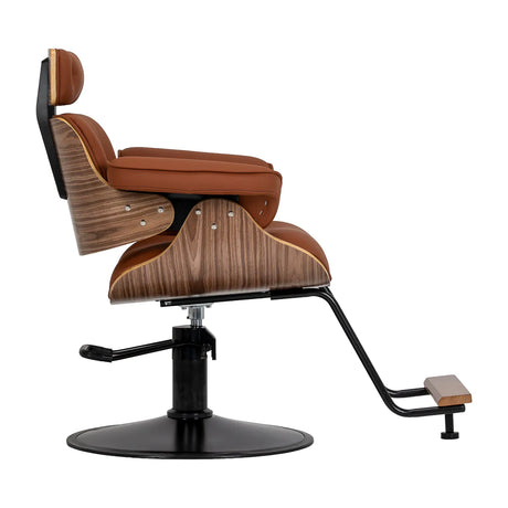 Gabbiano Florencja Hair Salon Styling Chair Brown With a Black Base - side view on a white background