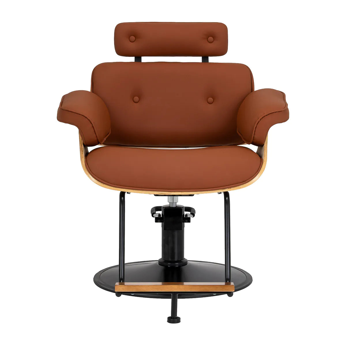 Gabbiano Florencja Hair Salon Styling Chair Brown With a Black Base - front view on a white background