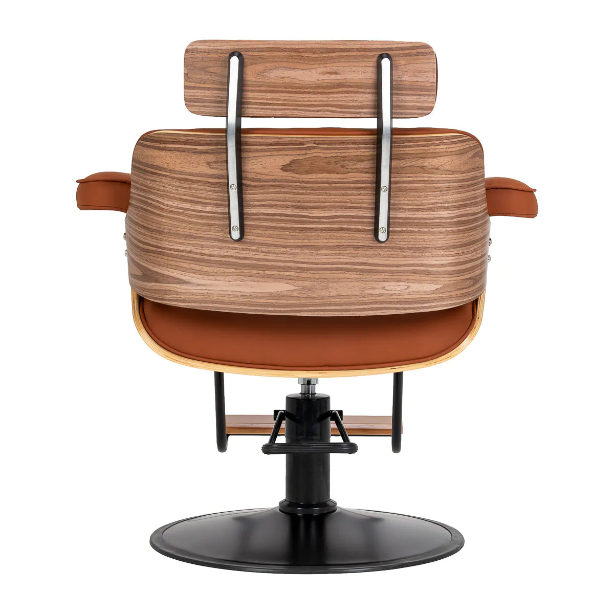 Gabbiano Florencja Hair Salon Styling Chair Brown With a Black Base - rear view on a white background