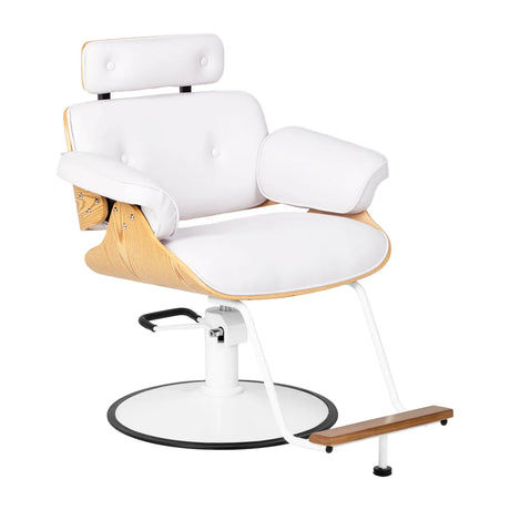 Gabbiano Florencja Hair Salon Styling Chair White With White Base - angled front view on a white background