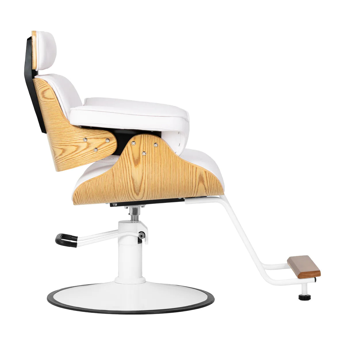 Gabbiano Florencja Hair Salon Styling Chair White With White Base - side view on a white background