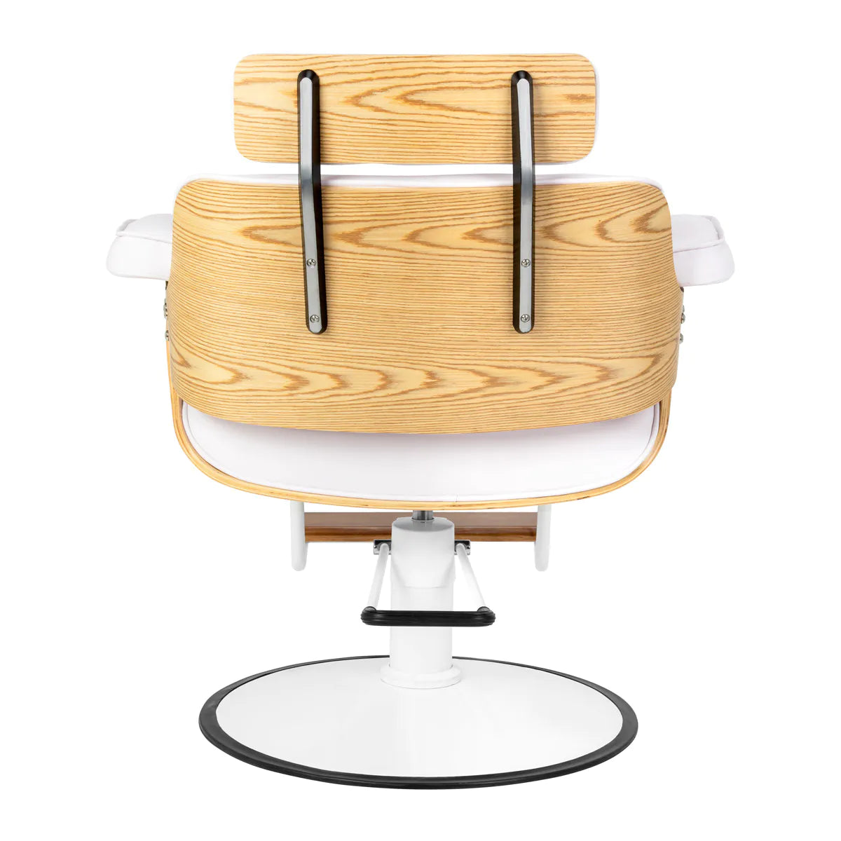 Gabbiano Florencja Hair Salon Styling Chair White With White Base - rear view on a white background