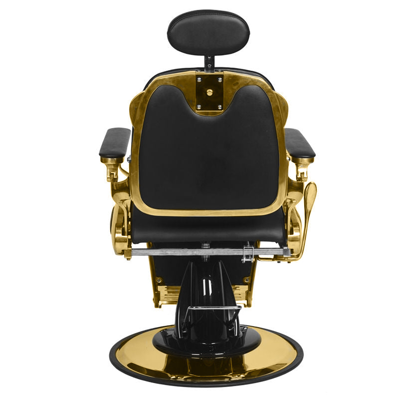 Gabbiano Francesco Barber Chair Black & Gold - front view on a white background