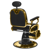 Gabbiano Francesco Barber Chair Black & Gold - rear view on a white background