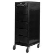 Gabbiano FT65-A Hairdressing Trolley Black - front view showing the storage and construction details