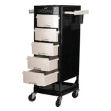 Gabbiano FT65 Hairdressing Trolley Black & White - front view showing the storage and construction details