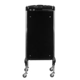 Gabbiano FX11-2 Hairdressing Trolley Black - front view showing the storage and construction details