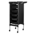 Gabbiano FX11-5 Hairdressing Trolley Black - front view showing the storage and construction details