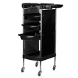 Gabbiano FX11-A Hairdressing Trolley Black - front view showing the storage and construction details