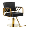 Gabbiano Genua Hair Salon Styling Chair Gold & Black - angled front view on a white background