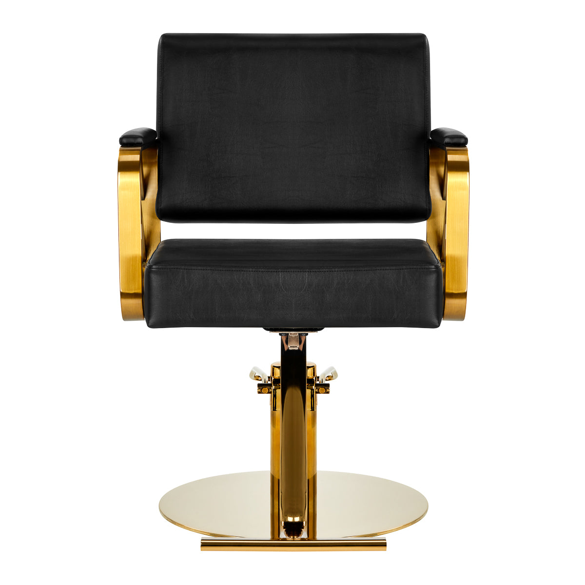 Gabbiano Genua Hair Salon Styling Chair Gold & Black - front view on a white background